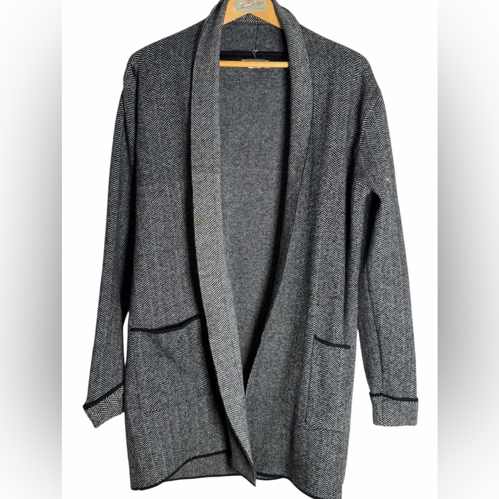 Christian Siriano Designer Charcoal Open-Front Cardigan - Casual - Size L - Picture 2 of 6